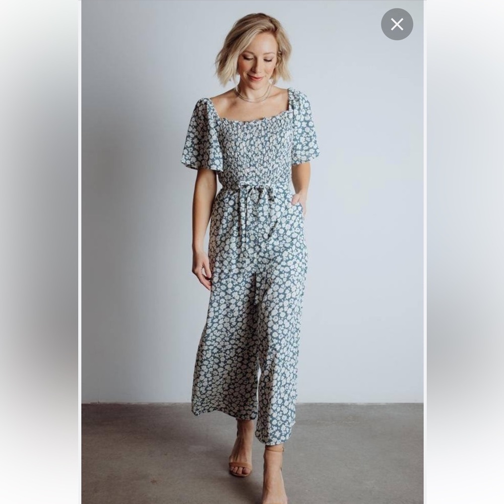 NWT Clad and Cloth Blue Floral Jumpsuit